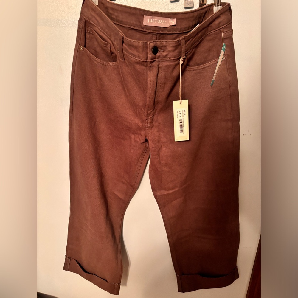 Just USA Nori Scissor Cut Cuffed Hem Straight Leg Jeans
